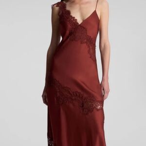 A.L.C. Stella Satin and Lace Midi Dress